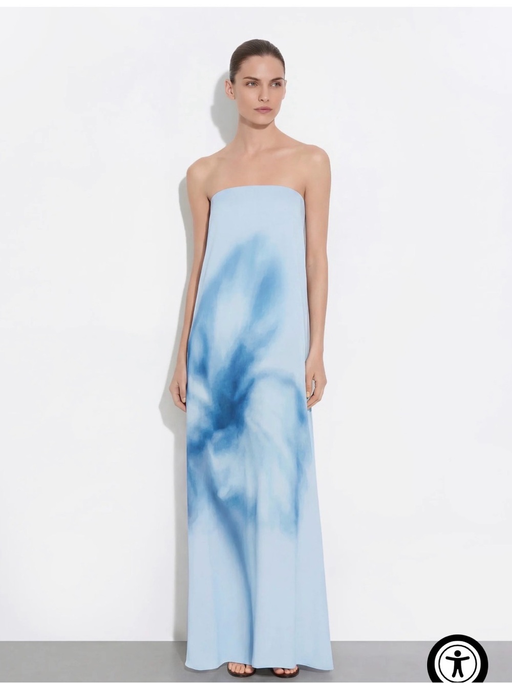 JW PEI Strapless Sky Blue Tie-Dye Maxi Dress